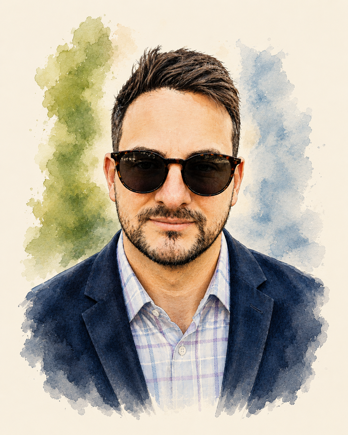 Watercolor portrait of Chris Faulkner